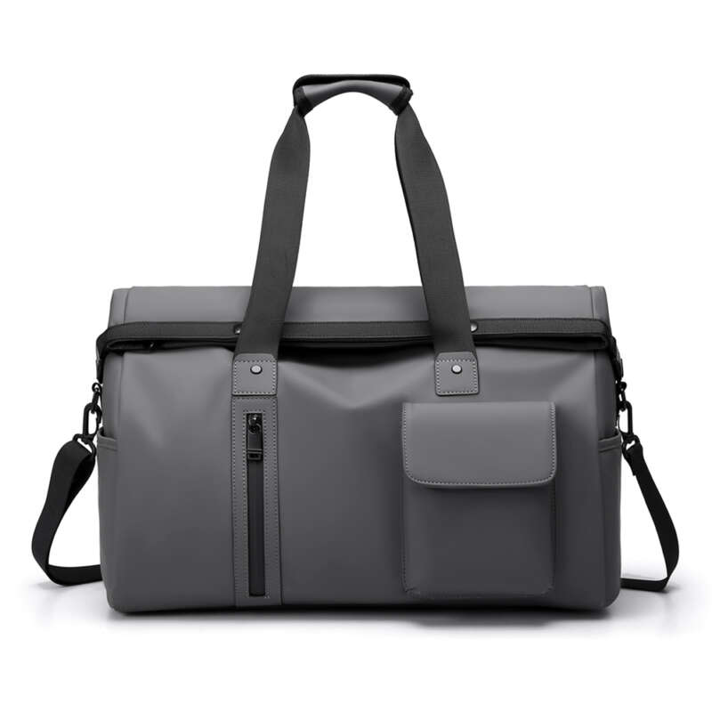 Geometric Waterproof PU Travel Gym Bag – Custom Overnight Sports Duffel with Zipper Closure